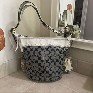 COACH - Bleeker bucket bag -11586- in white and blue denim- EUC